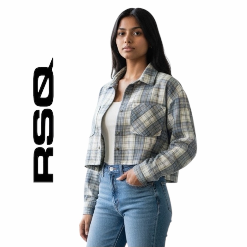 RSQ Women’s 100% Cotton Cropped Flannel - Size‎ S